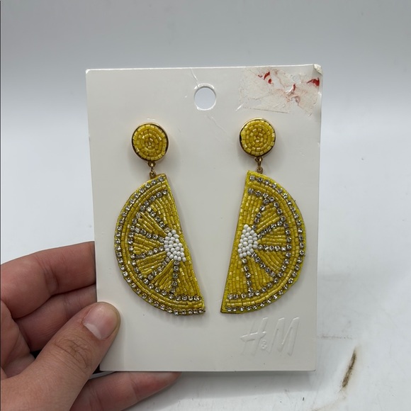 H&M Jewelry - NWT H&M Yellow Beaded Lemon Earrings Jewelry Summer Fruit Cute Festive